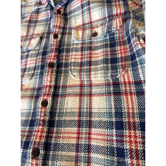 Gap Red White Blue Tattersall Plaid Women’s Heavyweight S Flannel LS Button Up. - Picture 3 of 7